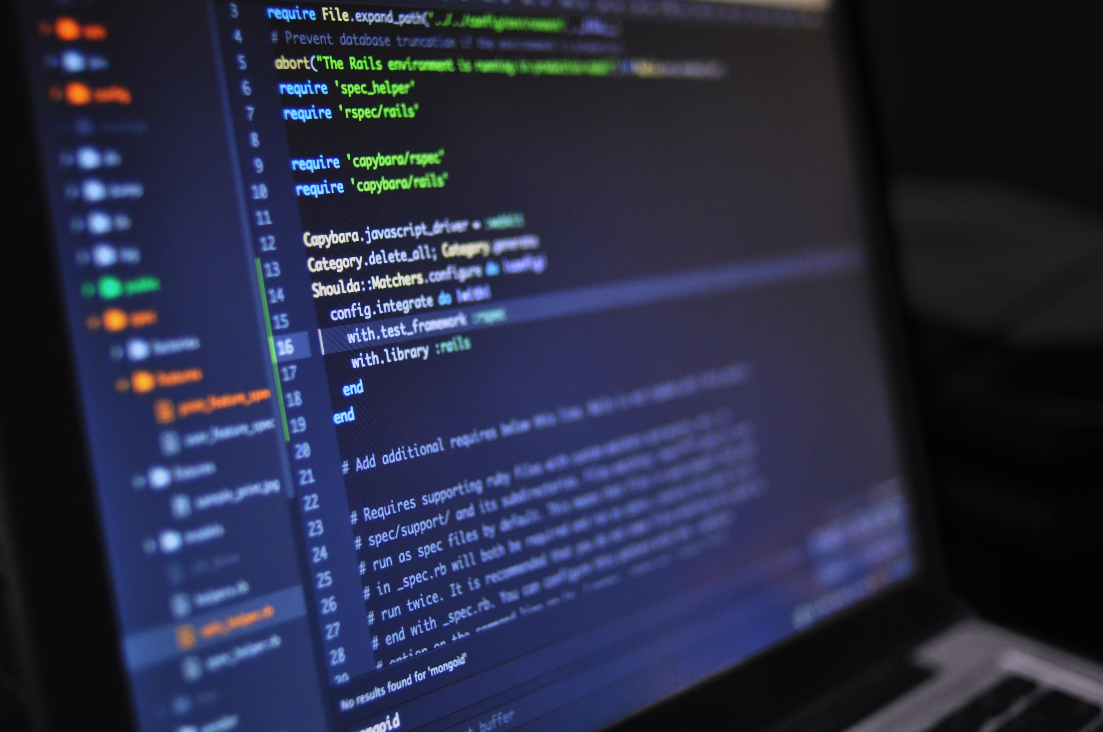 Code on computer screen